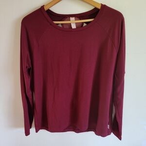 MARIKA Athletic Long Sleeve Back Cutout Mesh Red Maroon Small